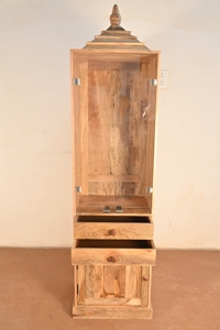 Rustic Wooden <b>Pooja</b> <b>Mandir</b> <b>Home</b> Temple Cabinet With Glass Door Storage Design Living Room Furniture - Product Image 4