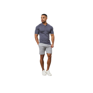 Shorts Bermuda en coton uni pour homme avec poches, respirants, style décontracté, taille mi-haute, fermeture élastique, gris - Product Image 3