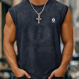 Camiseta sin Mangas de Lona Casual para Hombre, con Logotipo Personalizado, Cuello Redondo y Estampado, Superventas - Product Image 3