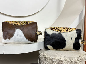 Sac de maquillage et de toilette en cuir véritable à imprimé léopard pour femmes 2025, nouvelle mode, cuir de vache durable, fermeture éclair, organiseur de cosmétiques - Product Image 4