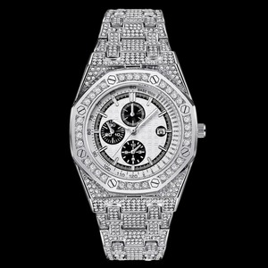 Montre de luxe carrée à quartz, boîtier en alliage, acier inoxydable, diamants incrustés, mouvement à quartz, fermoir à boucle, résistance à l'eau 10 bars - Product Image 2