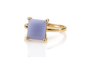 Anillo de Plata de Ley S925 de Primera Calidad con Ágata Azul en Forma Cuadrada, Joyería Fina para Bodas y Fiestas - Product Image 3