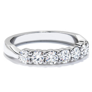 14k White Gold Wedding Band <b>Ring</b> Half Full Eternity Round Brilliant Cut Trendy HPHT CVD Lab Diamond IGI Anniversary Parties - Product Image 2