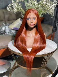 วิกผมตรงสีส้มไหม้ ขนาด 30 นิ้ว พร้อมเชือกผูกผมแบบ HD Lace Closure 5x5  ไม่ต้องใช้กาว  ผมแท้เวียดนาม 100% - Product Image 1