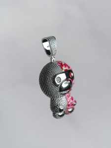 Collar de joyería al por mayor de plata S925 con incrustaciones de moissanita microincrustada, colgante de mono animal y gafas esmaltadas, estilo Hip Hop Iced Out - Product Image 3