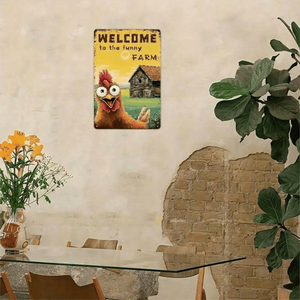CIFbuy Targa Vintage Rustica in Alluminio 20.3x30.5cm con Motivo Pollo Stile Fattoria per Bar TikTok e Servizio di Ritiro Ordini Temu - Product Image 6