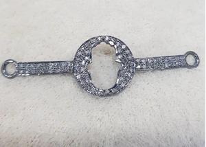 Connecteur circulaire à découpe, design pavé de diamants, plaqué or, argent sterling 925, taille 50x13MM pour bracelet - Product Image 4