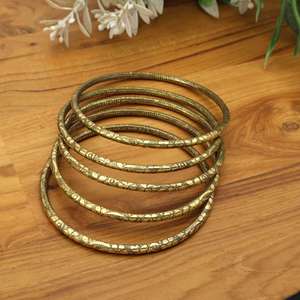 Golden Textured minimalist Bangles Vintage Style Stackable <b>Bracelets</b> Bohemian Jewelry, Minimalist Everyday Wrist Jewelry Gift - Product Image 4