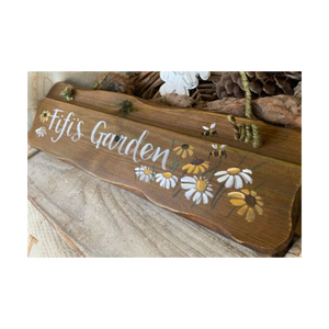 Plaque murale rustique en bois peinte à la main, personnalisée, motif floral, pour jardin, extérieur, maison, cour, vente en gros - Product Image 1