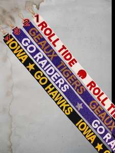 Hotty Toddy Beaded Purse Strap Game Day <b>Bags</b> Accessories Seed Bead Crossbody Belt Replacement Shoulder Handle Wide Webbing White - Product Image 3