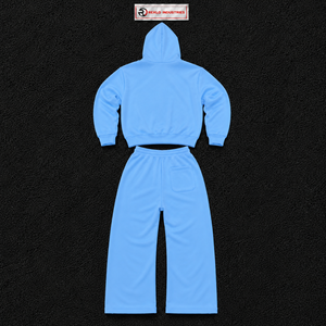 Ensemble de survêtement bleu pour homme, sweat à capuche zippé premium et pantalon de jogging, tenue deux pièces, streetwear décontracté, vêtements de sport athlétiques - Product Image 6