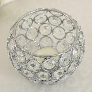 Portavelas de alambre de aluminio con acabado niquelado, forma de cuenco, diseño de cuentas de cristal de alta calidad para decoración del hogar - Product Image 2