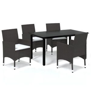 Set da Pranzo Leggero in 5 Pezzi, Mobili da Giardino in Rattan PE Marrone, Set per Esterni - Product Image 2