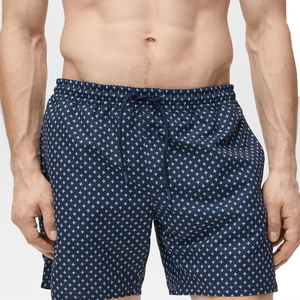 Shorts de Baño para Hombre con Estampado Geométrico, Secado Rápido, Cintura Elástica, Corte Corto Informal, Tela de Poliéster, Cintura Media con Bolsillos - Product Image 1