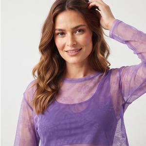 Manufacture <b>Sheer</b> Mesh Crop <b>Tops</b> Women 100% Polyester <b>Long</b> <b>Sleeve</b> Transparent Crop <b>Top</b> Women Sexy Party Club See Through <b>Tops</b> - Product Image 3