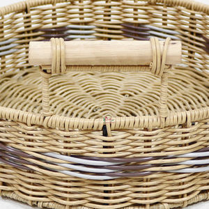 Plateau en rotin écologique en jacinthe d'eau, design rayé de haute qualité pour table basse de salon - Product Image 5