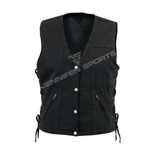 Gilet classique en toile 100% coton pour femme, durable, style motard, design de haute qualité, classique avec lacets latéraux - Product Image 1