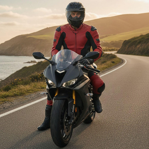Combinaison de moto unisexe à manches longues, imprimée par transfert thermique, respirante, à séchage rapide, en cuir, avec blocs de couleur, pour toutes les saisons - Product Image 5