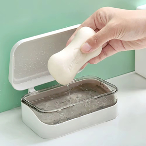 Porte-savon transparent avec couvercle, grande boîte de rangement pour salle de bain, support à savon, conteneur domestique, nouveau design pour dortoir - Product Image 4