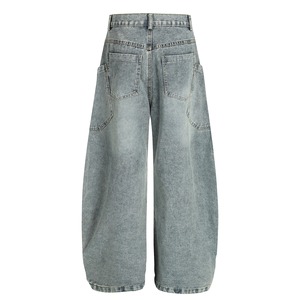 Pantalones Vaqueros Anchos de Cintura Media, Lavado a la Piedra, Corte Regular, Estilo Y2K, Hip Hop, Streetwear, de Algodón para Hombre, para Otoño - Product Image 4