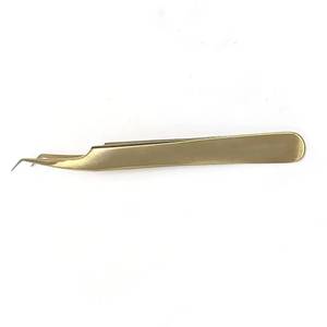 Gold Plated <b>Eyelash</b> Tweezers Smooth Tip Precision Tool for Lash <b>Application</b> - Product Image 1