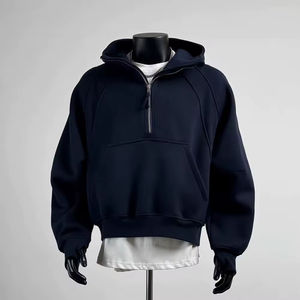 เสื้อฮู้ดดี้ผ้าฝ้าย 100% หนานุ่ม คอซิปครึ่งตัว แบบสวมหัว สั่งทำได้ เสื้อฮู้ดดี้ซิปครึ่งตัวสำหรับผู้ชาย - Product Image 2