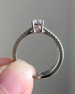 AMBER JEWELS Modern Leaf Design Round Lab Grown Diamond <b>Cocktail</b> <b>Ring</b> 14K Solid <b>Gold</b> Hip Hop Prong Setting IGI Certified Unisex - Product Image 3