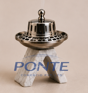 Quemador de Incienso de Mármol con Base de Piedra Natural Hecho a Mano, Soporte para Dhoop Dani de Acero Inoxidable de Alta Calidad, Resistente al Viento y Decorativo - Product Image 3