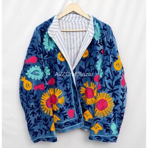 Luxury Cotton Velvet Embroidery Floral Pattern Eco-Friendly <b>Jacket</b> for Women Party & <b>Wedding</b> Wear - Product Image 2