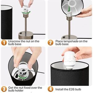 Lampada da Comodino Dimmerabile a 3 Intensità con Porte di Ricarica USB AC, Piccola Lampada da Comodino con Controllo Touch e Porte di Ricarica USB A+C - Product Image 2