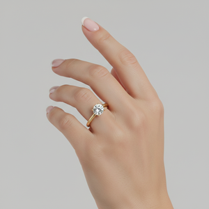 Bague de fiançailles solitaire ronde Stonewels en or massif 14 carats |   Diamant cultivé en laboratoire |   Sertissage à griffes |   pour un luxe certifié - Product Image 2