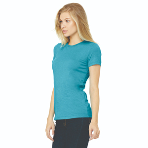 Camiseta de cuello redondo para mujer, corte ajustado, 100% algodón peinado y hilado en anillo Airlume, con cinta en el hombro, largo extendido, talla OEM - Product Image 2