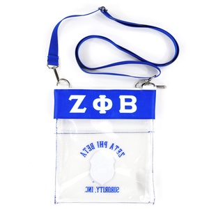 Bolso bandolera transparente Zeta Phi Beta, azul real, con letras griegas, bolso transparente para estadio, correa ajustable, accesorio de hermandad - Product Image 2