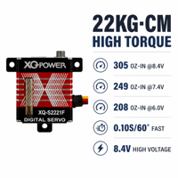 Servomoteur numérique sans noyau XQ-POWER XQ-S2221F 22KG pour avion, engrenages en acier inoxydable, aluminium CNC, étanche, 8.4V, OEM