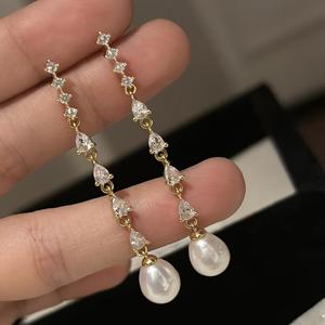 ต่างหูห้อยระย้า Hao Shi ดีไซน์หรูหรา พร้อมพู่ยาว ดีไซน์ทันสมัย ประดับด้วยไข่มุกน้ำจืด สำหรับ Xiaomi Pearl และลูกปัดรูปไข่ - Product Image 5