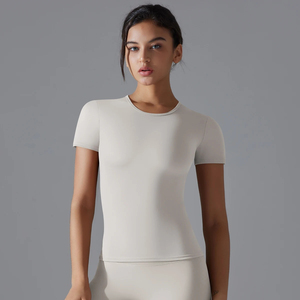 Camiseta Ajustada con Logotipo Personalizado para Mujer, Cuello Redondo Holgado, Ecológica, de Secado Rápido, Transpirable, de Manga Corta, Informal y a la Moda - Product Image 4