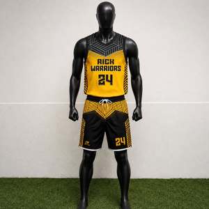 Ensemble de maillots de basket-ball RICH WARRIORS pour hommes, col en V, sans manches, imprimé par sublimation, uniformes sportifs à séchage rapide, pour adultes, toutes saisons - Product Image 2