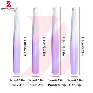 Juego de Pinzas para Cejas al Por Mayor al Mejor Precio, Pinzas de Precisión de Acero Inoxidable con Punta Inclinada y Puntiaguda, Herramientas de Belleza OEM - Product Image 2