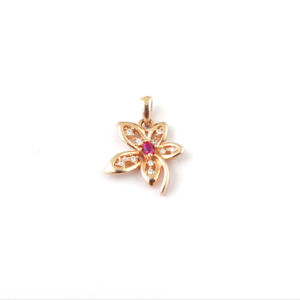 Collier pendentif floral minimaliste en argent sterling fait main, or rose, délicat - Product Image 1