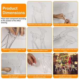 3 Set di Renne Luminose 2D Giallo Caldo per Interni ed Esterni, Decorazione Natalizia con 3 Modalità di Illuminazione (Migliore, Femmina, Cucciolo) - Product Image 4