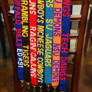 Stylish CRYSTAL CRAFT Handmade Customizable <b>Fabric</b> <b>Beaded</b> Purse Strap with Glass Beads for Festive Gameday Use - Product Image 3