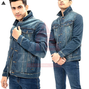Precio al por mayor Chaquetas de mezclilla personalizadas con logo en azul y negro, chaqueta de mezclilla de algodón con forro de piel, ropa de calle para hombre - Product Image 4