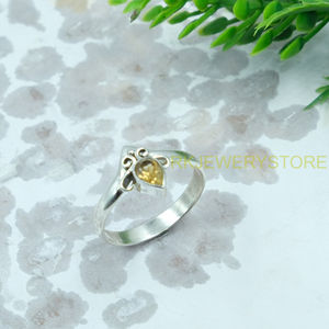 Bague en argent sterling 925 avec citrine taille poire, motif spirale fait main, bague statement, pierre précieuse jaune naturelle pour femme, épouse, elle - Product Image 6