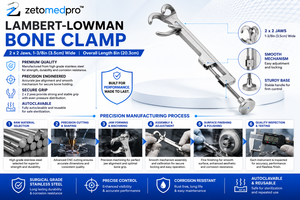 LAMBERT LOWMAN Bone Clamp 2x2 Jaws 3.5cm Wide 8in 20.3cm Orthopedic Instrument Zetomed Pro - Product Image 3