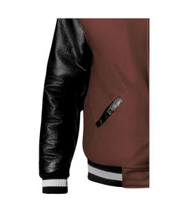 Veste universitaire sur mesure de haute qualité pour hommes, taille plus, fabriquée par un fabricant OEM, veste bomber d'hiver avec broderie en chenille et manches en cuir - Product Image 6