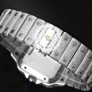 Montre à quartz pour homme Supreme VVS Moissanite, bicolore argent et or, étanche 10 bars, boîtier rond, fermoir pliant - Product Image 4