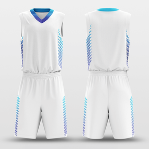 Uniformes de Baloncesto Sublimados Personalizados, 100% Poliéster Transpirable, Azul y Naranja a Cuadros, Cuello en V, Sin Mangas, Secado Rápido, Unisex para Adultos - Product Image 5