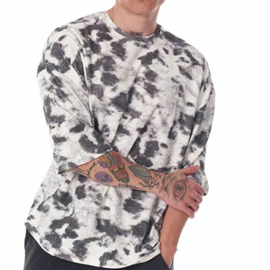 เสื้อยืดแขนสั้นผู้ชายทรงโอเวอร์ไซส์ ลายไท-ได คอโอ ทรงสตรีท สไตล์นักขี่จักรยาน  ผ้าถัก - Product Image 4