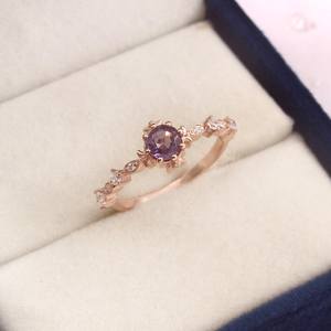 Anillo de Compromiso de Alejandrita, Plata de Ley 925, Chapado en Oro Rosa de 14K, Certificado IGI, Cambio de Color, Regalo para Ella, Fiesta - Product Image 6