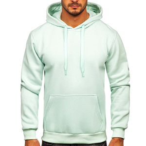 Vente en gros – Nouveau sweat à capuche kangourou pour homme, couleur menthe claire unie, en polaire, manches longues, polyester/coton, séchage rapide, idéal pour l'hiver - Product Image 1